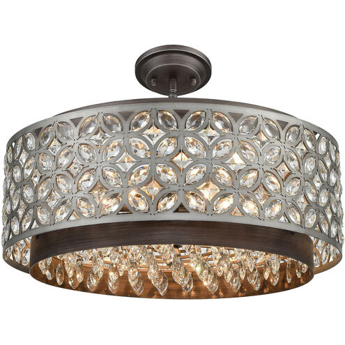 Strabane 6 Light 22 inch Weathered Zinc with Matte Silver Chandelier Ceiling Light