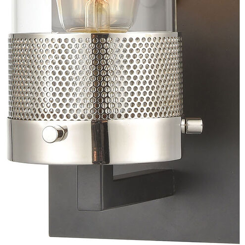 Wilkins 1 Light 6 inch Matte Black with Polished Nickel Vanity Light Wall Light