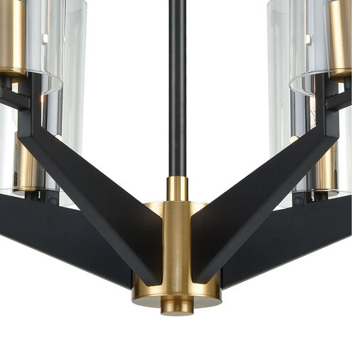 McKees 6 Light 26 inch Matte Black with Satin Brass Chandelier Ceiling Light