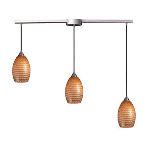State College 3 Light 5 inch Satin Nickel with Burnt Orange Mini Pendant Ceiling Light