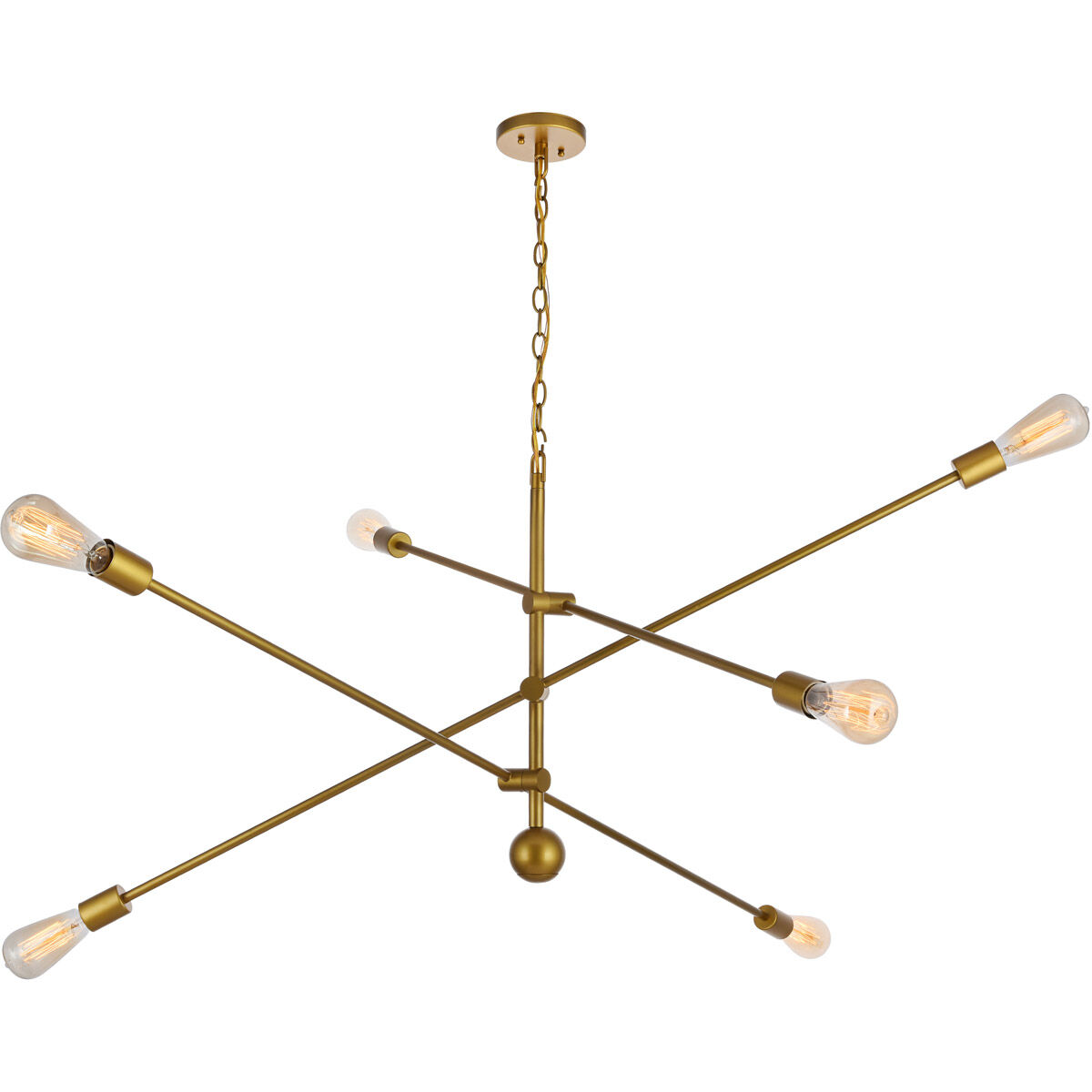 Newtown 6 Light 55 inch Brass Pendant Ceiling Light