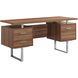Ramapo 60 X 24 inch Walnut and Silver Computer Desk