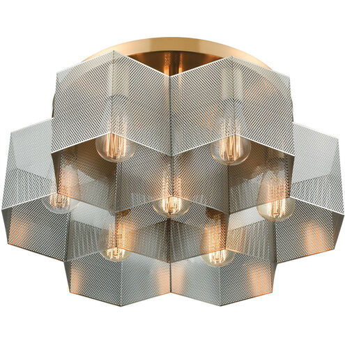 Arcadia 7 Light 19 inch Satin Brass Semi Flush Mount Ceiling Light