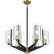 McKees 6 Light 26 inch Matte Black with Satin Brass Chandelier Ceiling Light