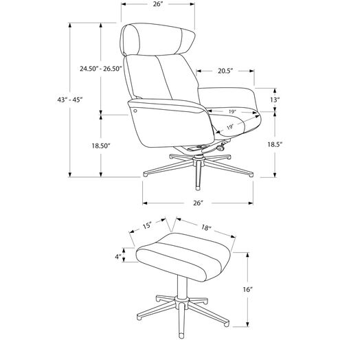 Peters Grey Ottoman or Recliner, 2-Piece Set