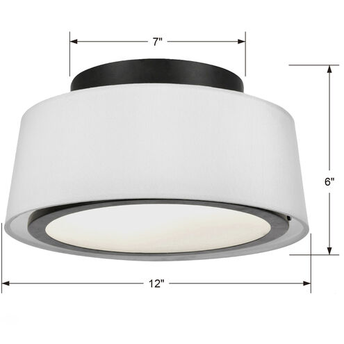 Stevens 2 Light 12 inch Black Semi Flush Ceiling Light