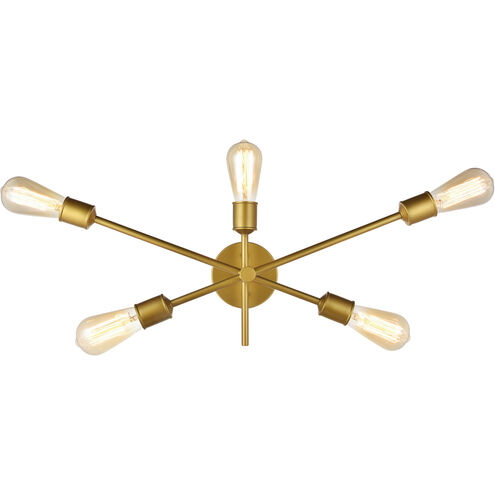 Newtown 5 Light 25 inch Brass Wall Sconce Wall Light