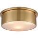 Erie 3 Light 14 inch Satin Brass Flush Mount Ceiling Light