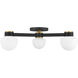 Arcwell Three-Globe Semi-FlushArcwell Modern 3 Light 30 inch Matte Black with Natural Brass Semi-Flush Ceiling Light