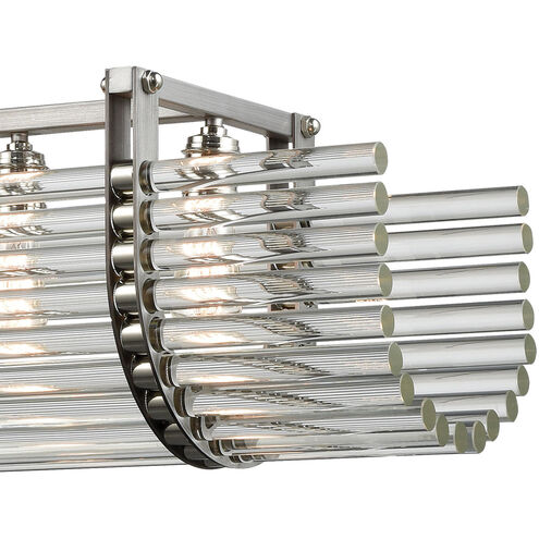 Jeddo 6 Light 51 inch Weathered Zinc with Polished Nickel and Clear Chandelier Ceiling Light