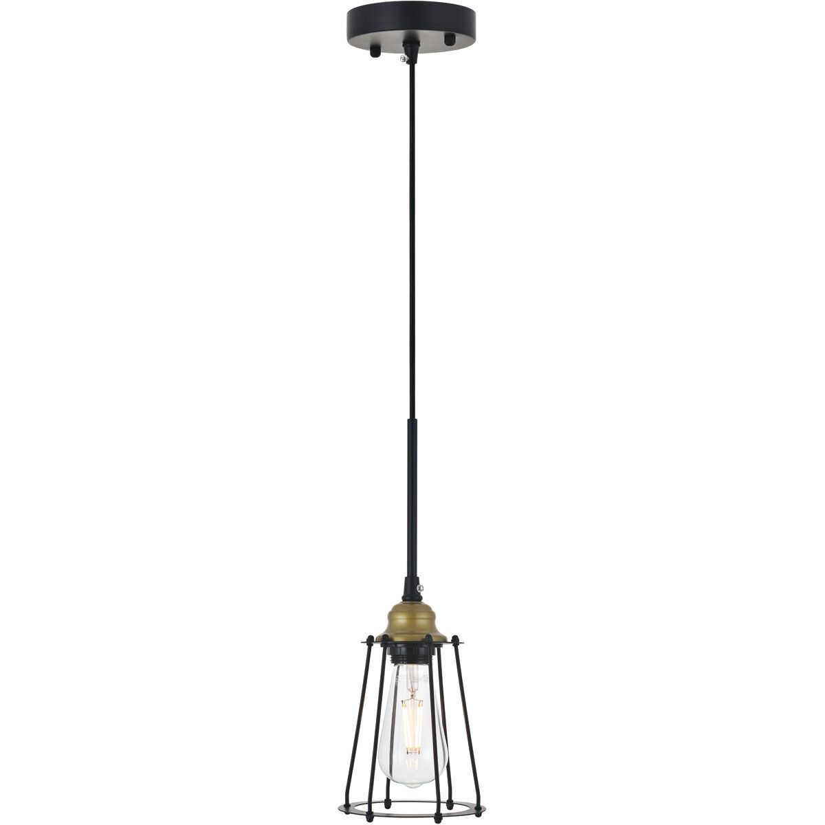 Phoenixville 1 Light 5.3 inch Brass and Black Pendant Ceiling Light