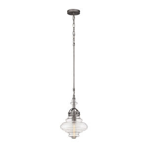 Malone 1 Light 11 inch Weathered Zinc with Clear Mini Pendant Ceiling Light