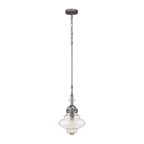 Malone 1 Light 11 inch Weathered Zinc with Clear Mini Pendant Ceiling Light