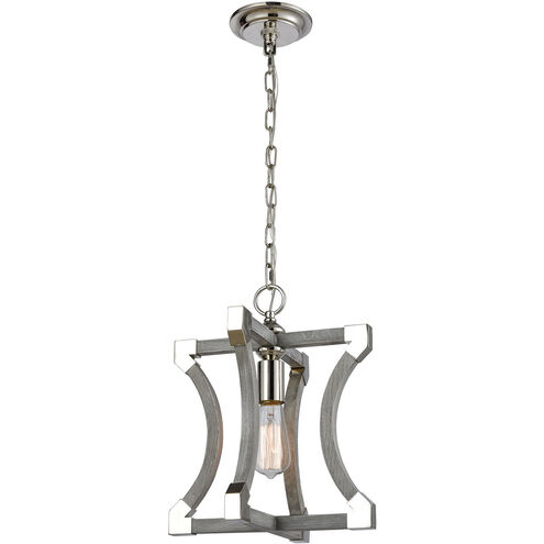 Sherman 1 Light 12 inch Polished Nickel with Gray Mini Pendant Ceiling Light