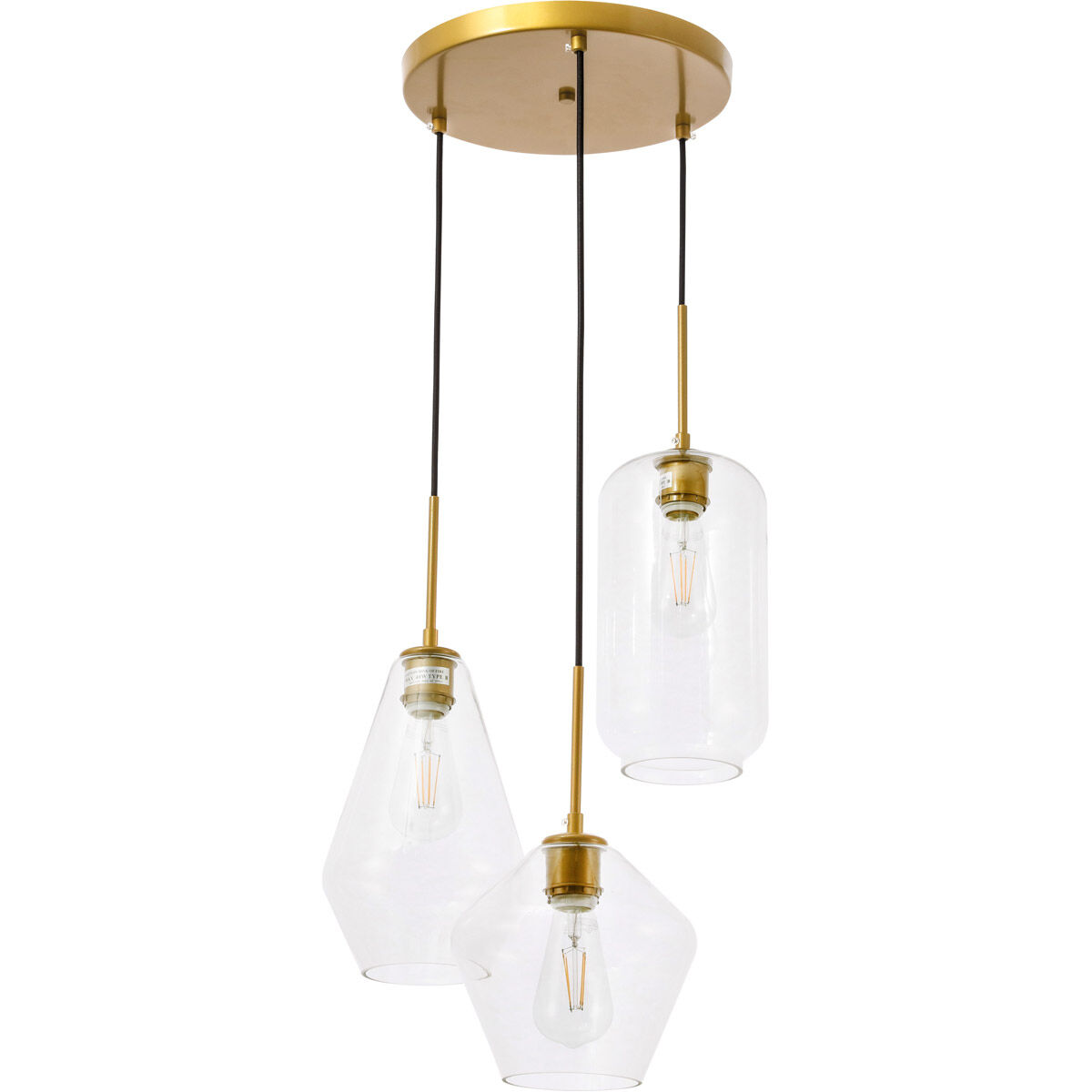 Rochester 3 Light 17 inch Brass Pendant Ceiling Light