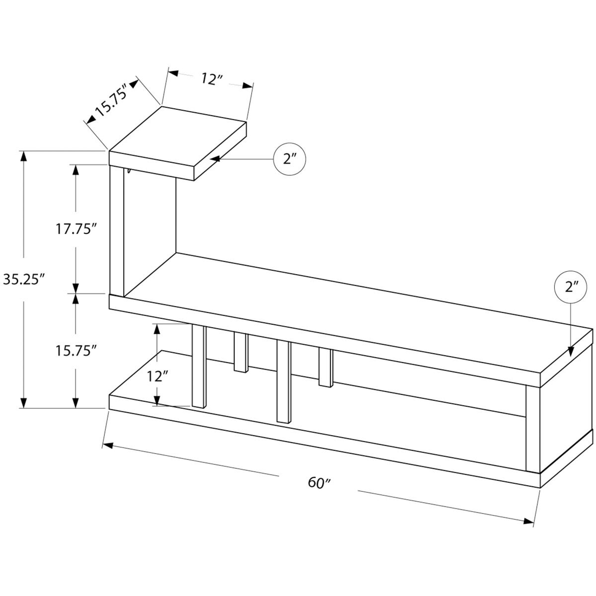 Vestal 60 inch Cappuccino and Silver TV Stand