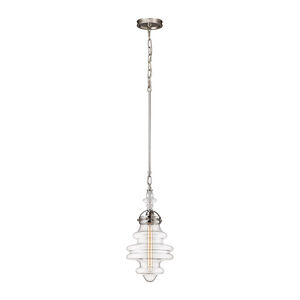 Malone 1 Light 10 inch Polished Nickel with Clear Mini Pendant Ceiling Light