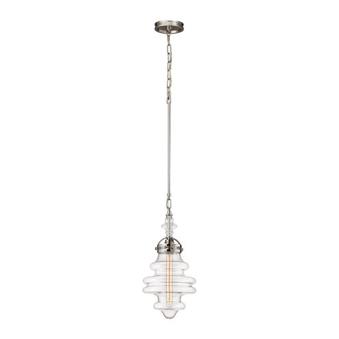 Malone 1 Light 10 inch Polished Nickel with Clear Mini Pendant Ceiling Light