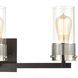 Wilkins 3 Light 23 inch Matte Black with Polished Nickel Vanity Light Wall Light