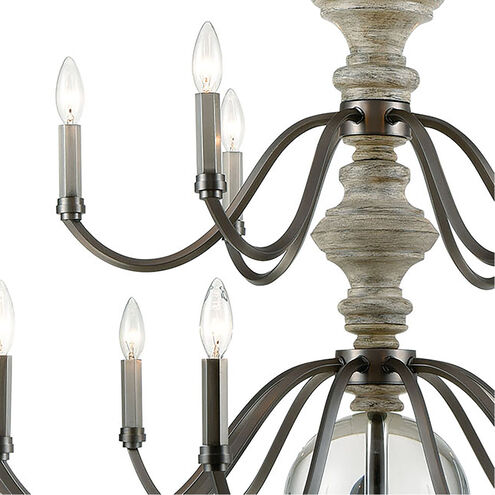 Middlesex 15 Light 36 inch Aged Black with Aged Gray and Clear Chandelier Ceiling Light
