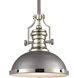 Pittsburgh 1 Light 13 inch Weathered Zinc with Polished Nickel Pendant Ceiling Light