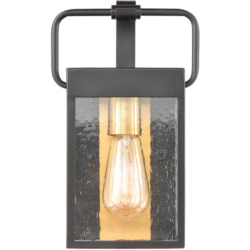 Forty Fort 1 Light 12 inch Matte Black with Brushed Brass Outdoor Wall Sconce