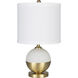 Barre 23 inch 100 watt White and Brass Table Lamp Portable Light