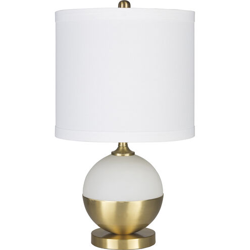 Barre 23 inch 100 watt White and Brass Table Lamp Portable Light