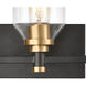 Monongahela 3 Light 20 inch Matte Black with Satin Brass Vanity Light Wall Light