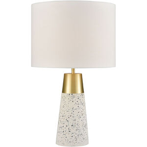 Cassandra 22 inch 150 watt Grey Terazzo with Gold Table Lamp Portable Light