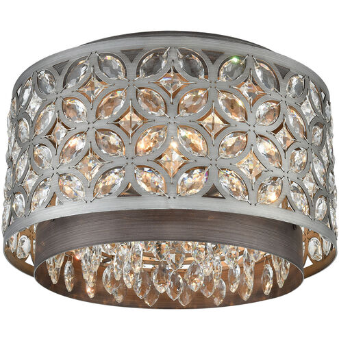 Strabane 4 Light 14 inch Weathered Zinc with Matte Silver Flush Mount Ceiling Light