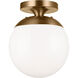 Abington 1 Light 8 inch Satin Brass Semi-Flush Mount Ceiling Light