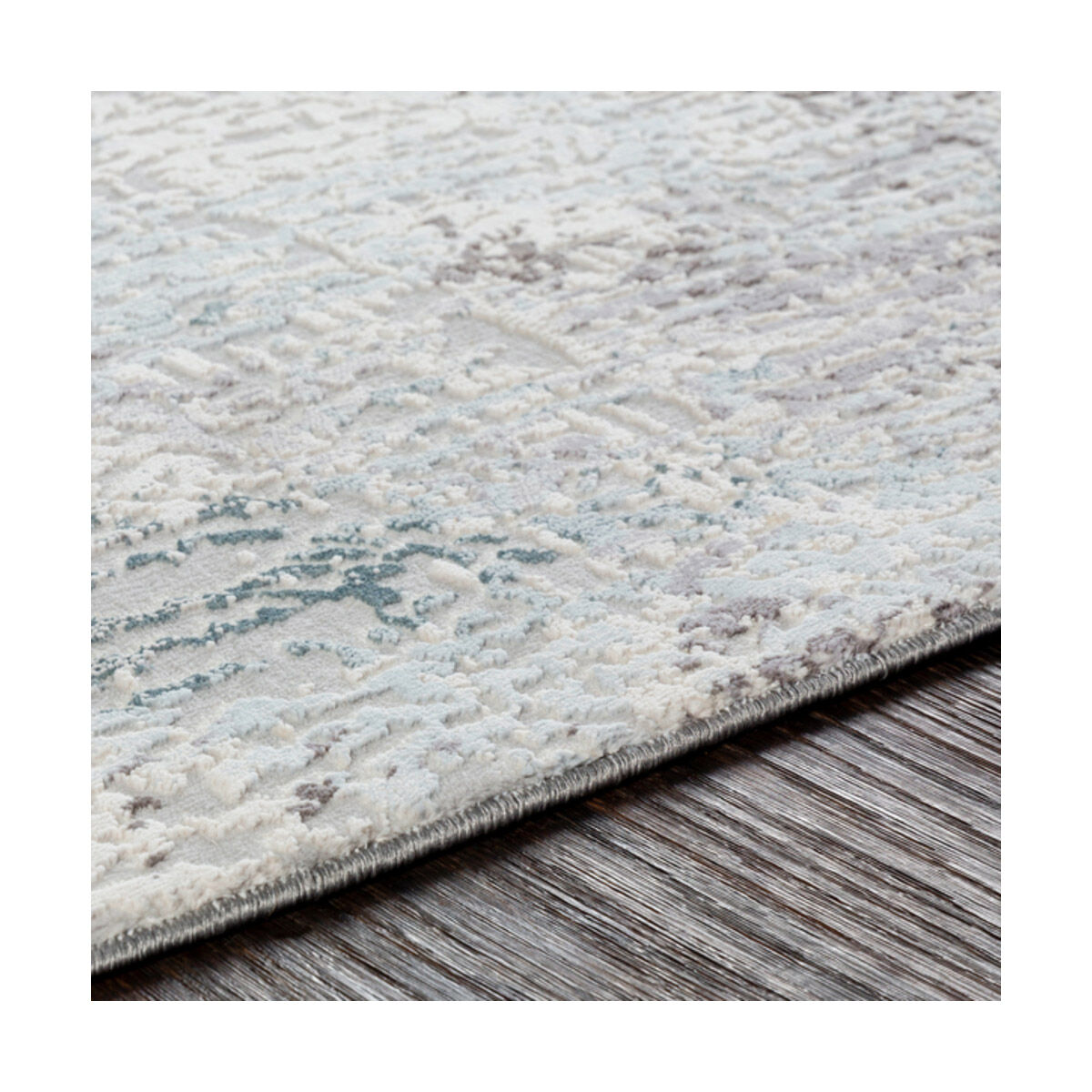 Springfield 91 X 63 inch Medium Gray/Silver Gray/White/Pale Blue/Denim Rugs, Rectangle