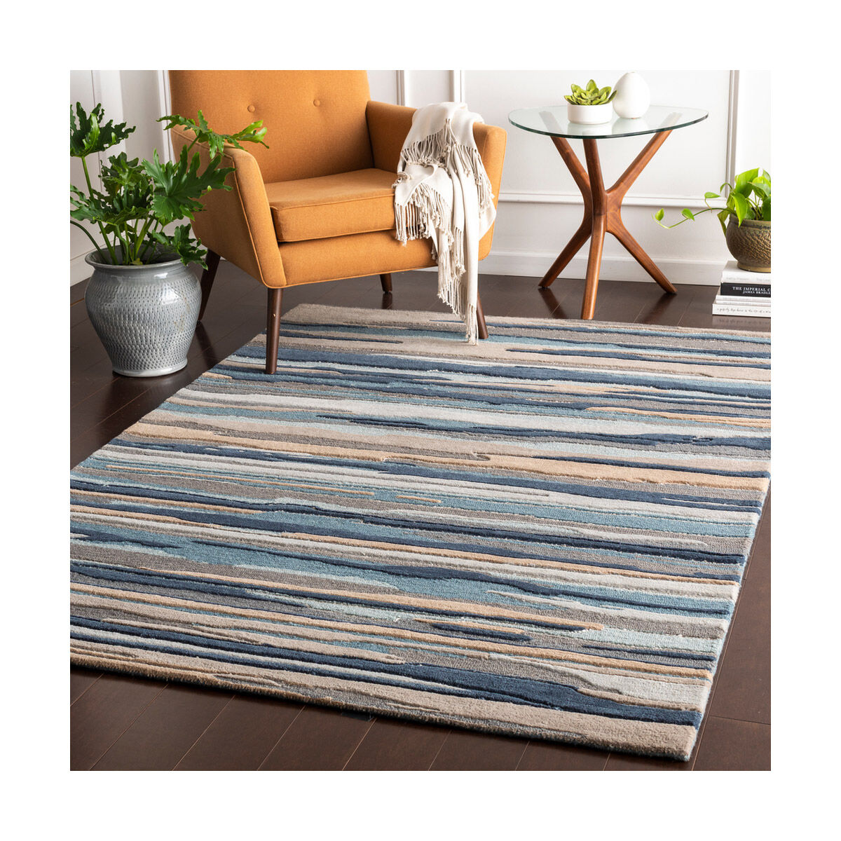 Easton 120 X 96 inch Dark Blue Rug, Rectangle