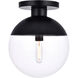 Oyster Bay 1 Light 12 inch Black Flush Mount Ceiling Light