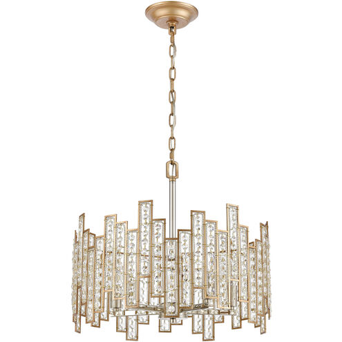 Swissvale 5 Light 19 inch Matte Gold with Polished Chrome Chandelier Ceiling Light