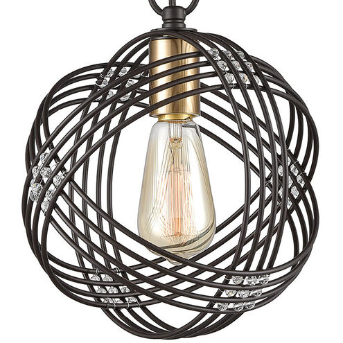 Heidelberg 1 Light 9 inch Oil Rubbed Bronze with Satin Brass and Clear Mini Pendant Ceiling Light