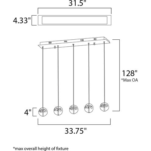 Sidney 5 Light 33.75 inch Polished Chrome Linear Pendant Ceiling Light