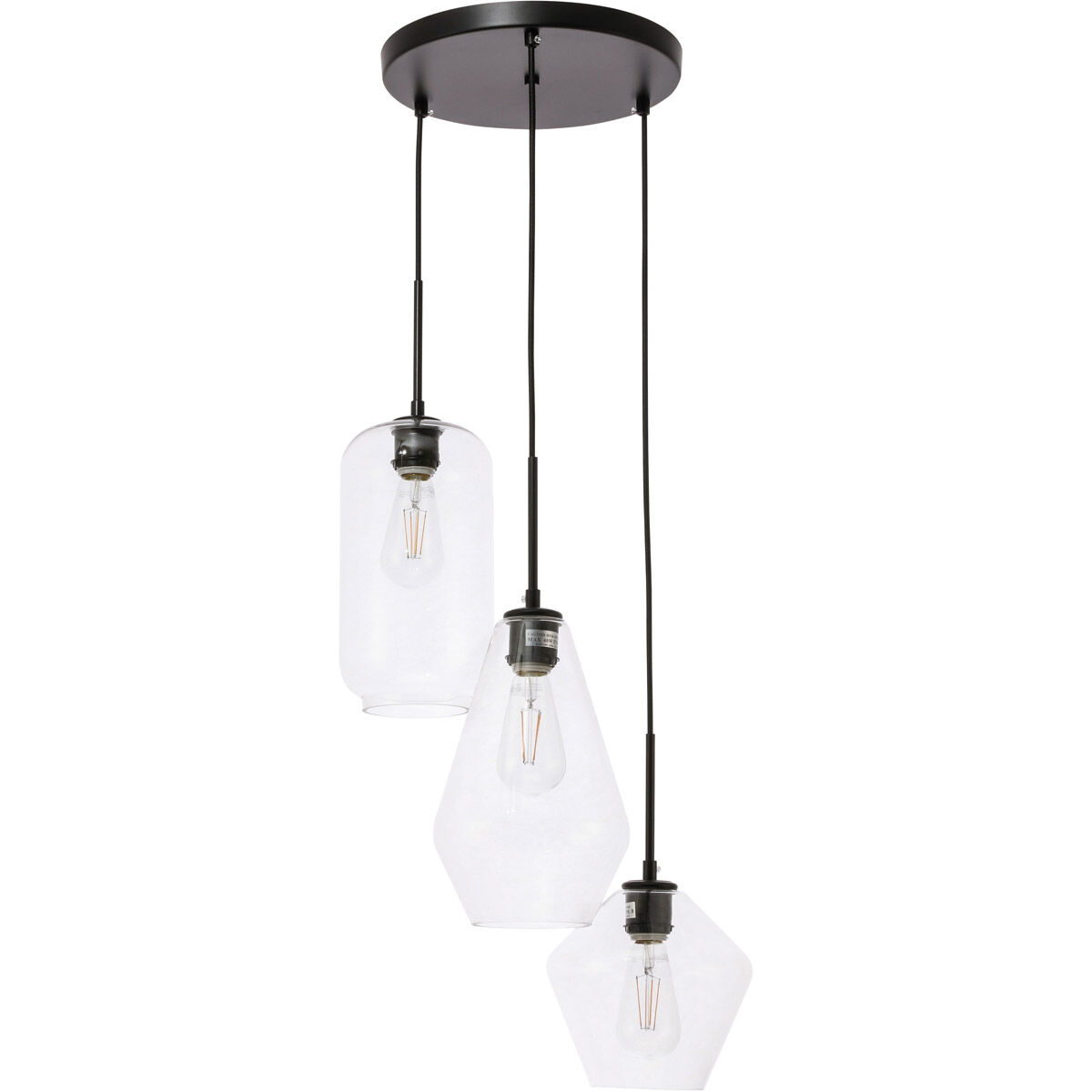 Rochester 3 Light 17 inch Black Pendant Ceiling Light