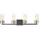 Wilkins 4 Light 32 inch Matte Black with Polished Nickel Vanity Light Wall Light