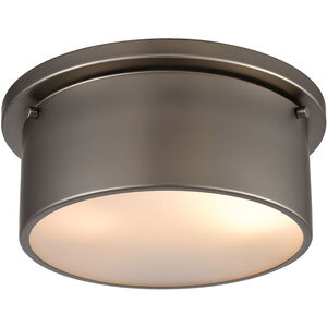 Erie 2 Light 10 inch Black Nickel with White Flush Mount Ceiling Light