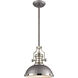 Pittsburgh 1 Light 13 inch Weathered Zinc with Polished Nickel Pendant Ceiling Light