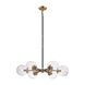 Altoona 6 Light 28 inch Antique Gold with Matte Black and Clear Chandelier Ceiling Light