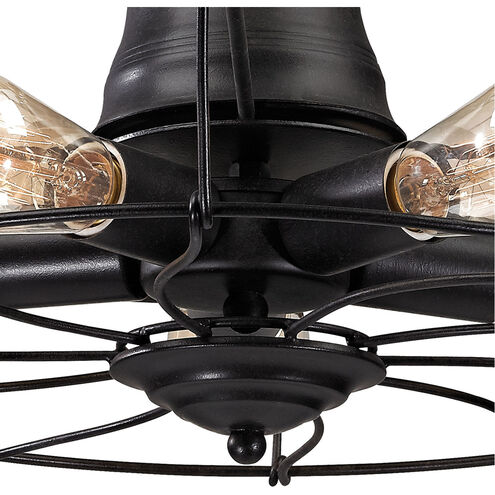 Everett 5 Light 20 inch Wrought Iron Black Semi Flush Mount Ceiling Light