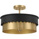 Arcwell Three-Light Convertible Semi-FlushArcwell 3 Light 16 inch Matte Black with Natural Brass Semi-Flush Ceiling Light