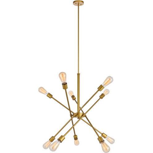 Newtown 10 Light 27 inch Brass Pendant Ceiling Light