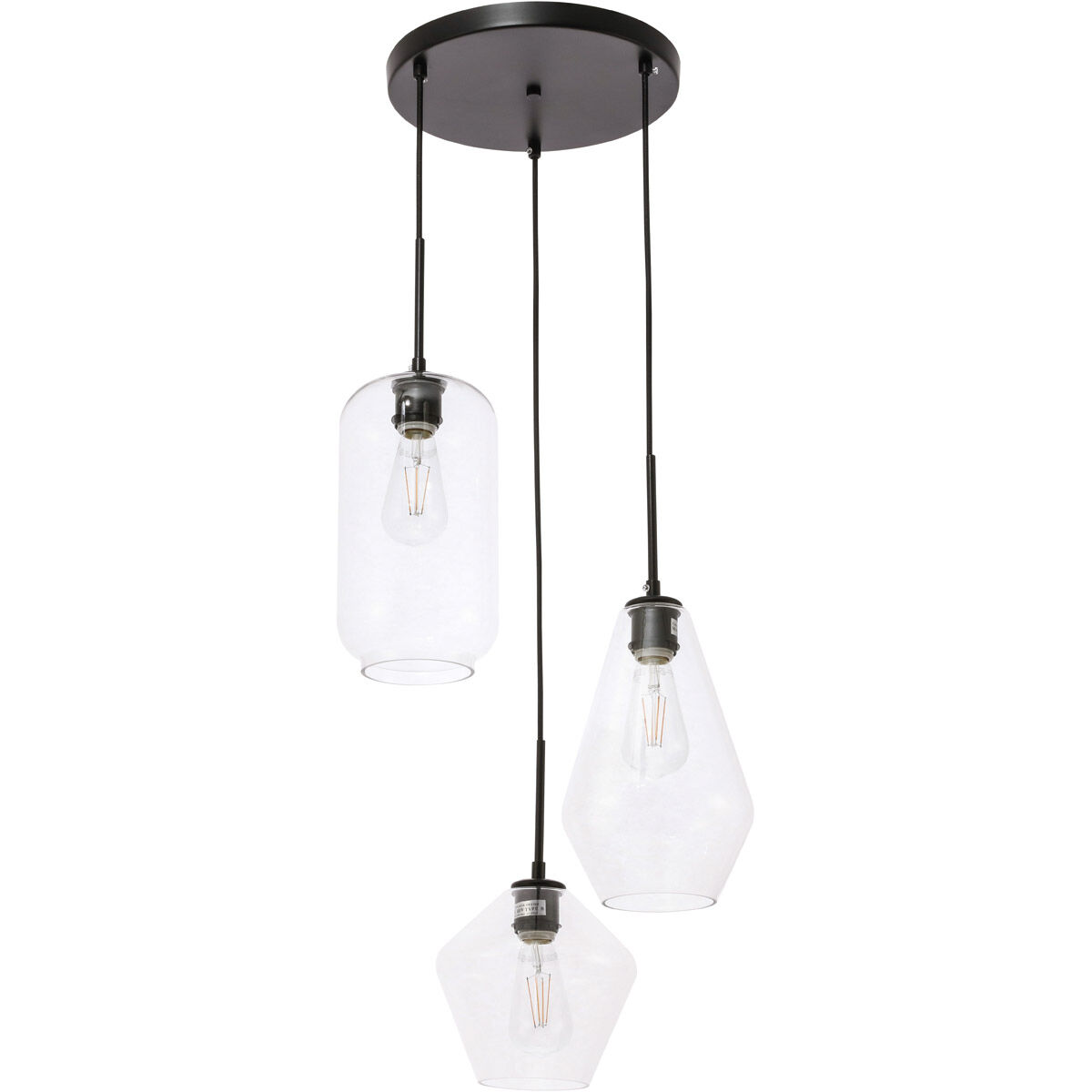 Rochester 3 Light 17 inch Black Pendant Ceiling Light