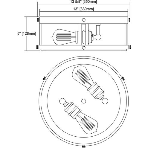 Palmerton 2 Light 13 inch Brushed Nickel Flush Mount Ceiling Light