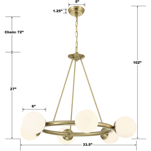 Upper St. Clair 6 Light 33.5 inch Gold Chandelier Ceiling Light