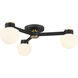 Arcwell Three-Globe Semi-FlushArcwell Modern 3 Light 30 inch Matte Black with Natural Brass Semi-Flush Ceiling Light